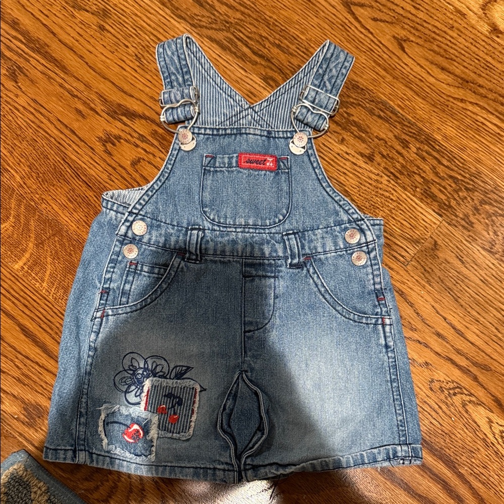 Kids Embroidered Blue Overall Dress
